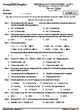 Đề khảo sát chất lượng lần 1 môn Hóa học Lớp 11 - Mã đề 115 - Năm học 2017-2018 - Trường THPT Hưng Đạo